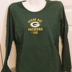 Green Bay Packers Long Sleeve Tee NFL Team Apparel Womens Cotton